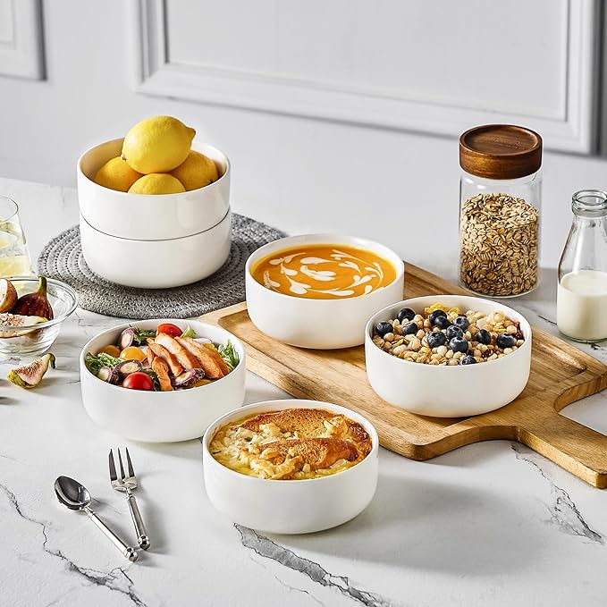 MALACASA 24 OZ Cereal Bowls, Porcelain Soup Oatmeal Bowls Set of 6, Kitchen - Image 5