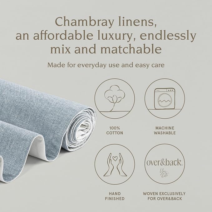 Over&Back 18x108 Woven Chambray Cotton Table Runner - Image 2
