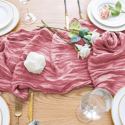 Cheesecloth Table Runner Dusty Rose 10FT Boho Gauze, 12 Pack | 120 Inch Cheese - Image 5