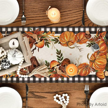 Artoid Mode 210 GSM Fall Table Runner 13x90 Inch. Home Party Decor | Buffalo - Image 4