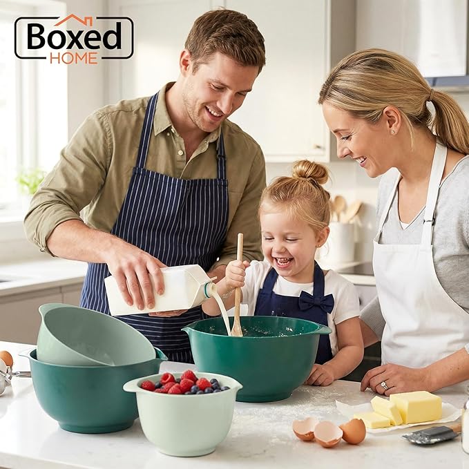 BoxedHome Plastic Mixing Bowl Set of 4, BPA free | 4.5, 2.5 & 1.7qt, Microwave - Image 2