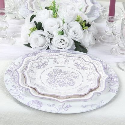 Efavormart 6 Pack Floral Acrylic Charger Plates in French Toile Pattern - Image 6