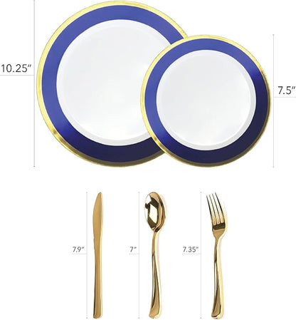 125-Piece White, and Gold Fancy Plastic Plates Disposable - Image 4