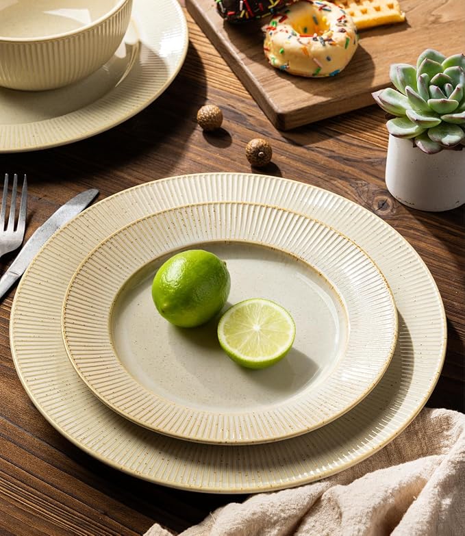 Ceramic Dinnerware Set for 6, 18-Piece Plates and Bowls Set | Lightweight - Image 3