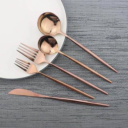 Rose Gold Silverware Set, JASHII 20-Piece Stainless Steel Flatware Cutlery Set - Image 2