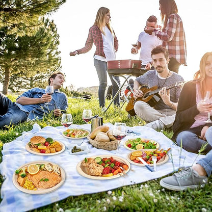 Vplus 100% Compostable Oval Paper Plates 10 inch 125 Pack Super Strong Disposable Paper Plates Bagasse Natural Biodegradable Eco-Friendly Sugarcane for BBQ, Party, Gathering, and Picnic