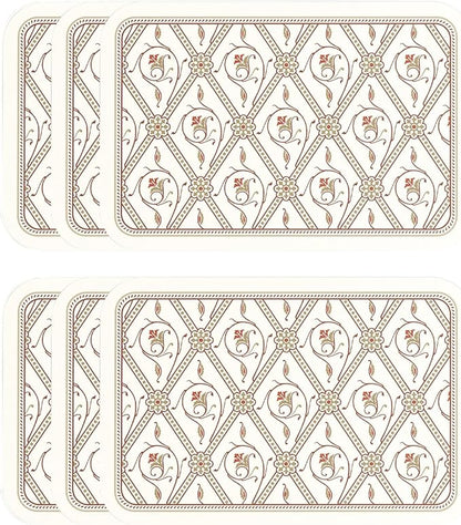 ISAENNE French Vintage PVC Placemats Set of 6,Red Rectangular Placemat, Waterproof and Heat-Resistant, Decoration for Kitchen, Dining, Party, Holiday, New Year, 12"*17"