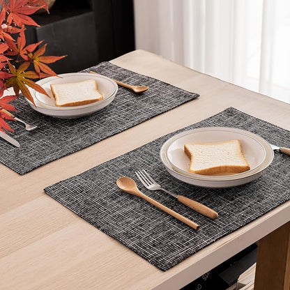 Kevin Textile Halloween Table Mats Set of 4 Heat Resistant Washable Placemats for Parties Buffet Dinner, 13 x 19 inches, Black
