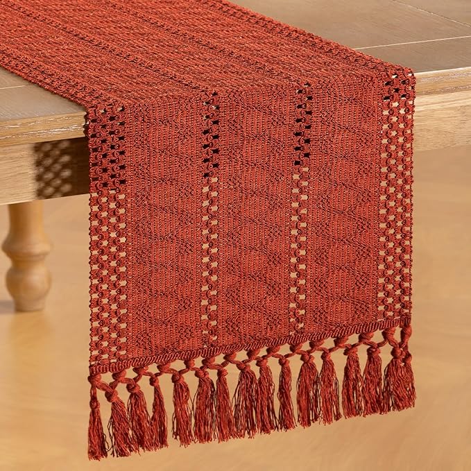 Boho Table Runner Summer Farmhouse Rustic Dining Dresser Scarf Home Decor | - Image 4