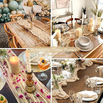 12 Pack Champagne Cheesecloth Table Runner 35x120 Inches, Summer Cheese Cloth - Image 5