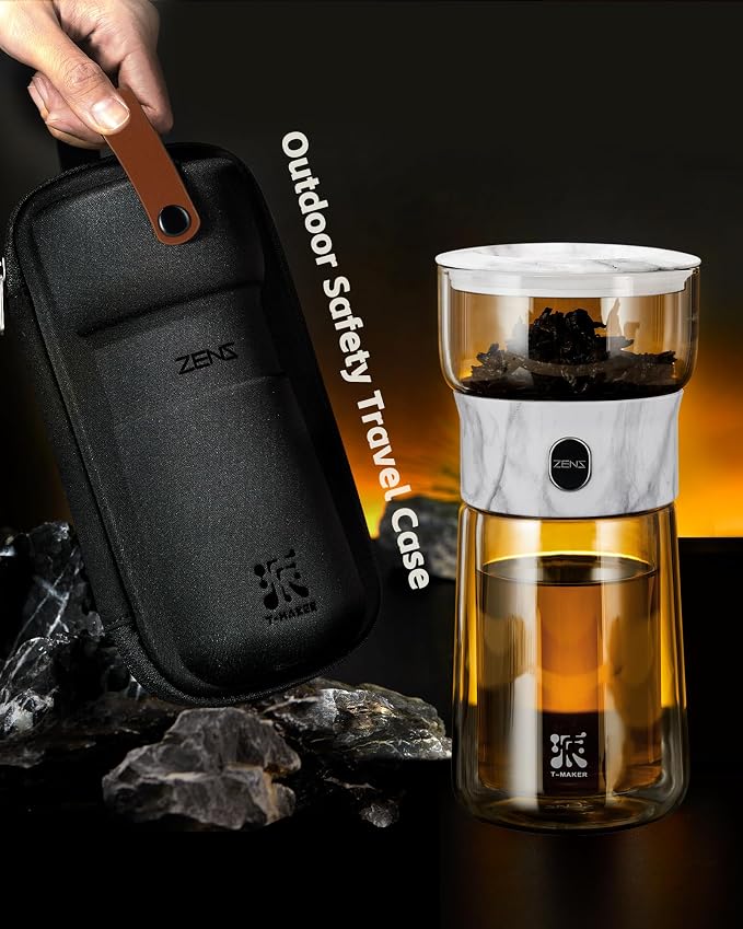 ZENS Modern One Touch Tea Maker, Glass Tea Infuser Pot - Image 7