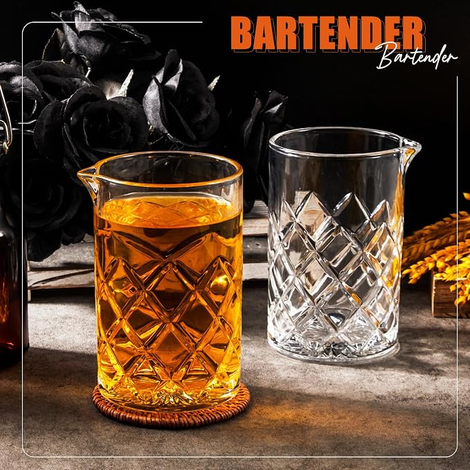 4 Pcs Cocktail Mixing Glass 24 oz Crystal Stirring Glass Thick Bottom Seamless - Image 5