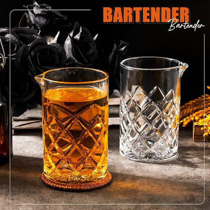 4 Pcs Cocktail Mixing Glass 24 oz Crystal Stirring Glass Thick Bottom Seamless - Image 5