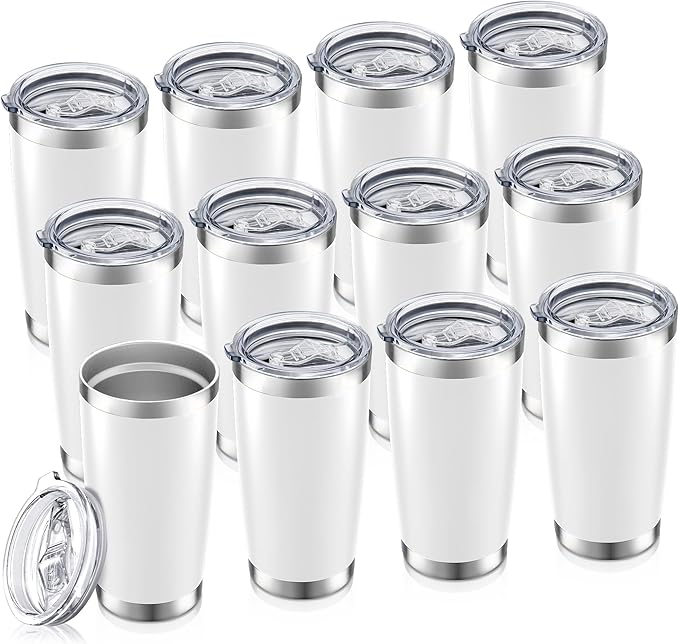 20oz Tumbler Bulk with Lid Stainless Steel Tumblers, 12 Pack | Leak Proof Lid by Unknown