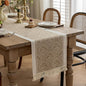 Coffee Scroll Linen Table Runner by UWWGKK