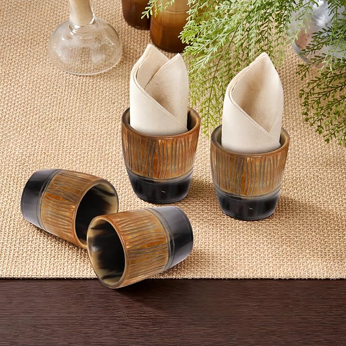 Handicrafts Home Viking Horn Shot Glasses Set of 4, Handmade Natural Ox Horn - Image 5