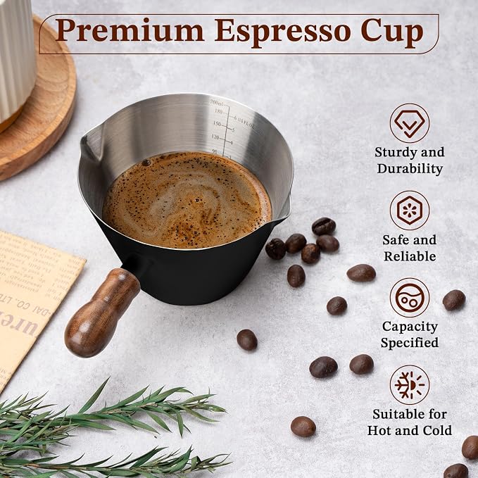 Amrules Espresso Cup, 6.8 oz/200 ml Stainless Steel Coffee Shot Measuring Cup - Image 4