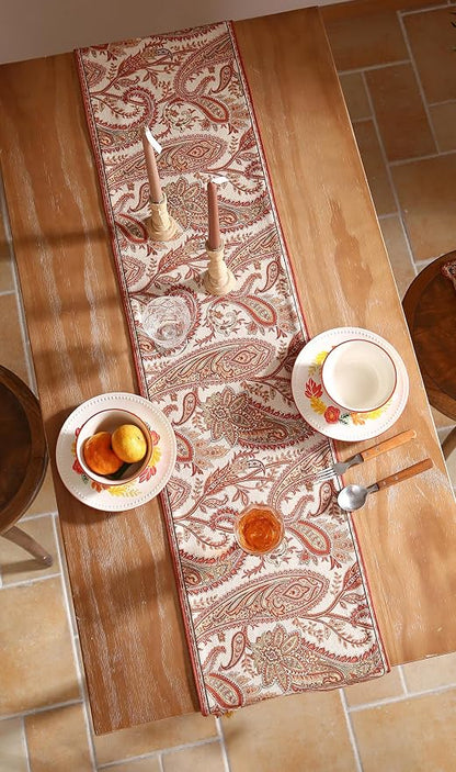 Designer French Linen Table Runner, Cashew Pattern, Dining Table, Kitchen Decor - Image 7