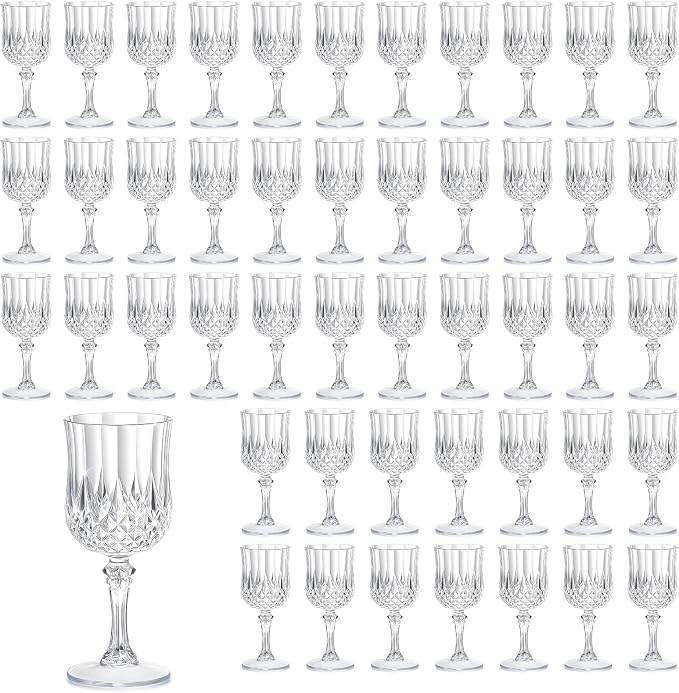 7OZ Plastic Wine Glasses, Reusable Vintage Goblets Unbreakable Drinking Glasses by Unknown