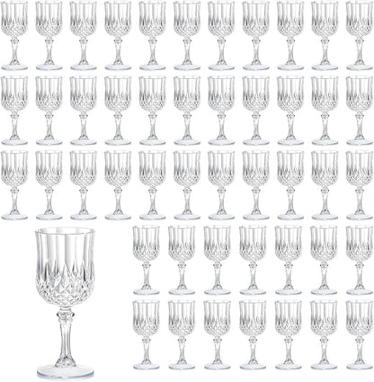 7OZ Plastic Wine Glasses, Reusable Vintage Goblets Unbreakable Drinking Glasses by Unknown