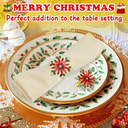 ZeeDix Christmas Crystal Snowflake Napkin Rings Set of 6- Rustic Dinner Tables Setting Decoration for Wedding Receptions, Christmas Holiday Party Dinner Parties