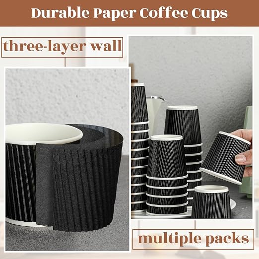 Yaomiao 200 Pcs 4 oz Disposable Espresso Coffee Cups Ripple Corrugated Paper - Image 4
