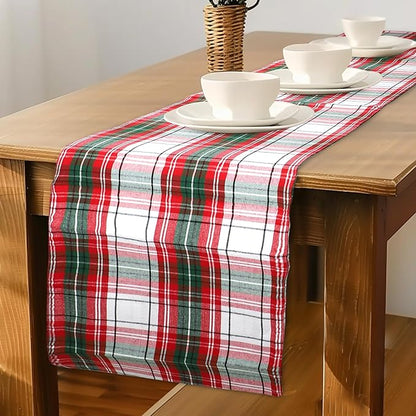 Urban Villa Christmas Table Runner Christ Check Table Runner 14”x72” 100% Cotton Over Sized Runner Heavier Quality Table Runner for Christmas Celebrations Dining Wedding Dinner Parties Everyday Use