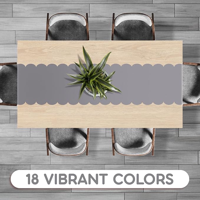 Silver Grey Scallop Table Runner, Disposable Plastic, 5 Pk - Image 4