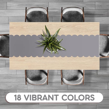 Silver Grey Scallop Table Runner, Disposable Plastic, 5 Pk - Image 4