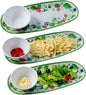 LEHAHA Strawberry Melamine Chip and Dip bowl Serving platter, Set of 3. Rectangular serving platter and small serving bowl sets. Round Dipping Dishes for Condiments, Pre, Dessert, Salsa, Entertaining