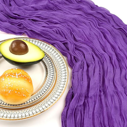 12 Pack 10Ft Dark Purple Cheesecloth Table Runner 23 x 120 Inch | Gauze Rustic - Image 5