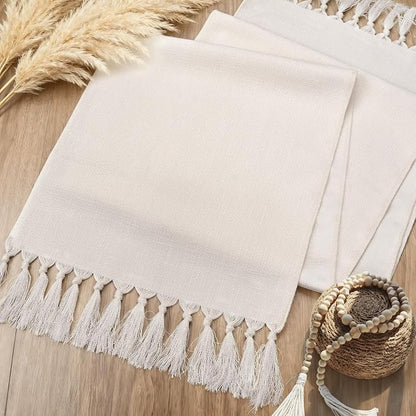 Beige Boho Table Runner 72 Inches Long, 15x72 Linen-Style Farmhouse Table Runner - Image 2