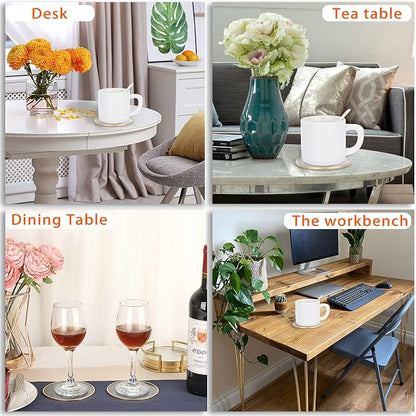 JUXYES Set of 8 Gold Brass Clear Glass Round Coaster - Image 5
