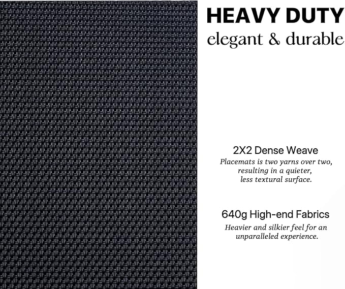 LEXMORE Placemats Set of 8 Vinyl/Plastic Woven Place Mats for Kitchen Table Indoor/Outdoor Washable Placemat Wipeable Dining Table Mats(Black)