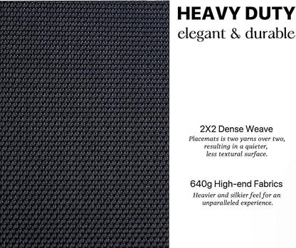 LEXMORE Placemats Set of 6 Vinyl/Plastic Woven Place Mats for Kitchen Table Indoor/Outdoor Washable Placemat Wipeable Dining Table Mats(Black)