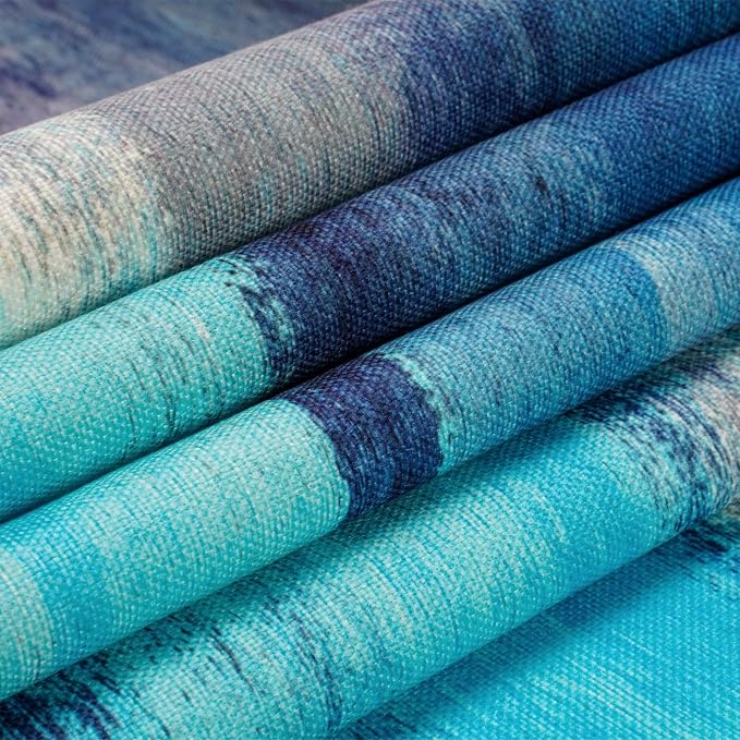 Turquoise and Grey Table Runners 90 Inches Long, Teal Abstract Modern Art - Image 5