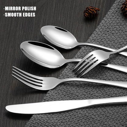 60 Piece Silverware Set for 12, Stainless Steel Flatware Set Tableware Set Inculde Forks Knives Spoons, Mirror Polished Cutlery Set for Home Kitchen and Restaurant Party, Dishwasher Safe