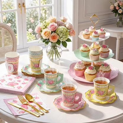 Layhit 83 Pcs Disposable Tea Party Set - Image 4