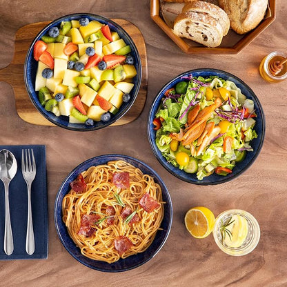 vancasso Stern Large Pasta Bowls Set of 4, 38 Oz Ceramic Salad Plate Bowls - Image 8