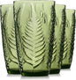Green Drinking Glasses Set of 4, 16 oz Glass Cups, Vintage Fern Glassware | by QELVIO