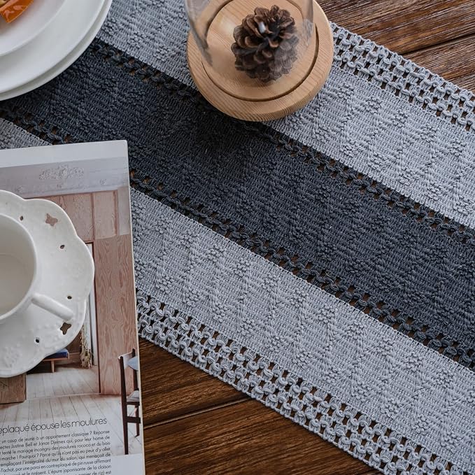 Macrame Table Runner Grey Boho Table Runners - Image 5