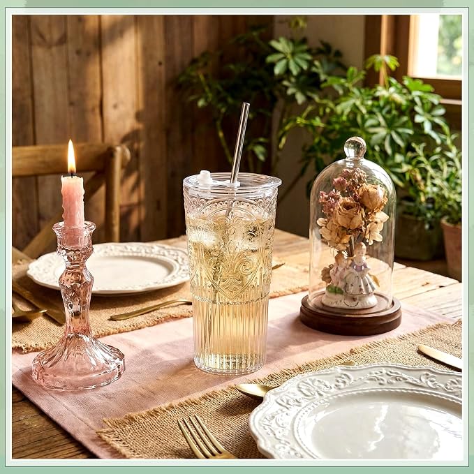 4 Set 20oz Vintage Plastic Tumbler - Image 4
