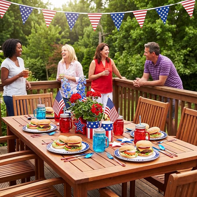 BESTVIP 50Pcs 4th of July Plastic Plates, 10 Inch American Flag Pattern | Heavy - Image 7