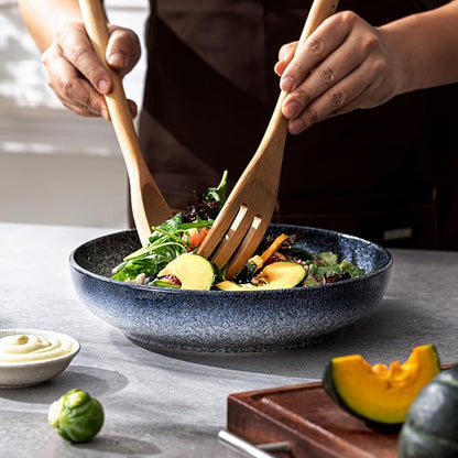 S&Q'S CERAMICS Large Serving Bowls Set of 4, 65 oz Wide Shallow Plates - Image 3