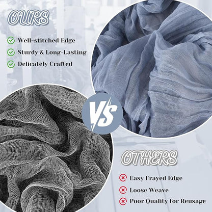 2 Pack Cheesecloth Table Runner, 120 Inch Dusty Blue Table Runner - Image 6