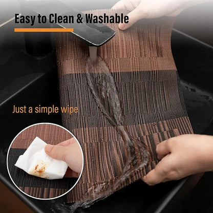 Winknowl Placemats Set of 8, Heat Resistant Non-Slip Vinyl Woven Table Mats for Dining Table, Washable Durable Elegant Place Mats for Kitchen Indoor/Outdoor Use (Coffee)