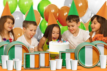 Irish Flag Ireland Birthday Party Supplies Set Plates Napkins Cups Tableware Kit for 16