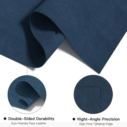 DOLOPL Placemats Set of 6, Reversible Wipeable & Heat Resistant Place Mats, Modern Faux Leather Table Mats for Kitchen, Neutral Washable Tablemats for Dining Table Decor, Wedding, Party(Navy Blue)