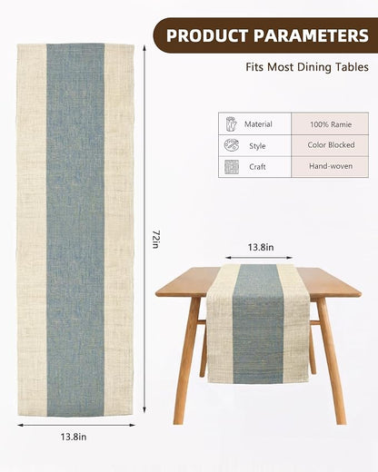 Table Runner, 13.8" × 72", 100% Natural Ramie, Handwoven | 100% Natural Ramie - Image 7