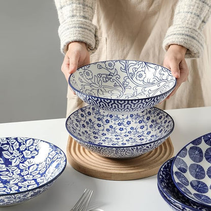 Selamica Ceramic 30oz Large Pasta Salad Bowls 8 Inch Wide and Shallow Soup Bowls - Image 6